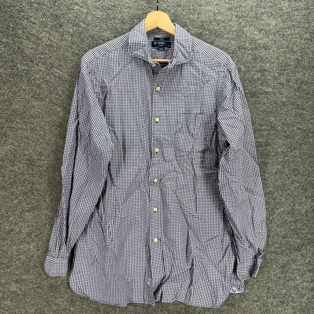 Cremieux Shirt Men L Large Blue Plaid Button Up Collared Slim Fit Classics